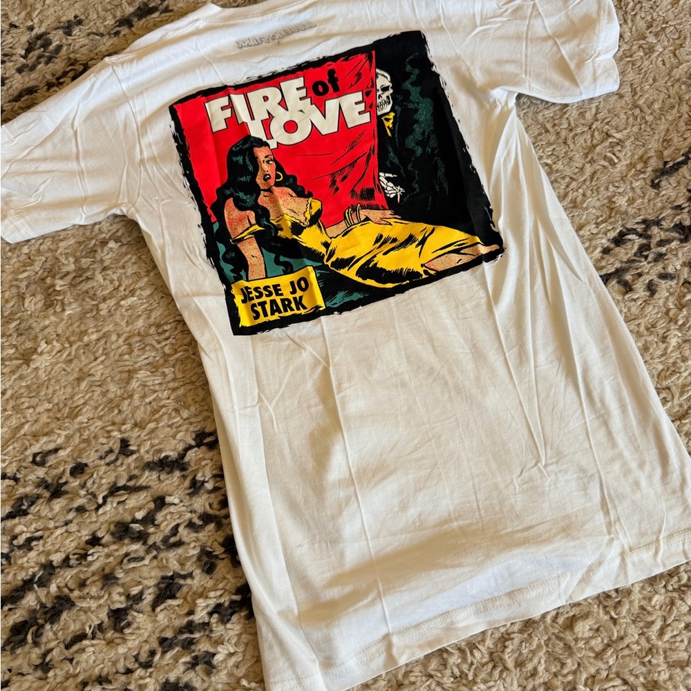 Jesse Jo Stark Fire of Love Graphic Tee with Yellow & Red Vintage Art